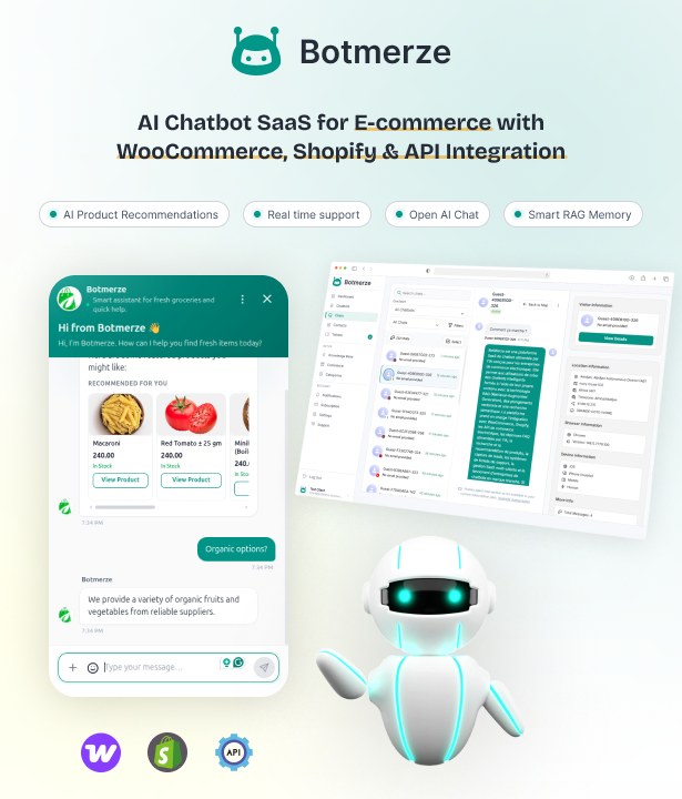 BotMerze – AI Chatbot SaaS for E-commerce with WooCommerce, Shopify & API Integration